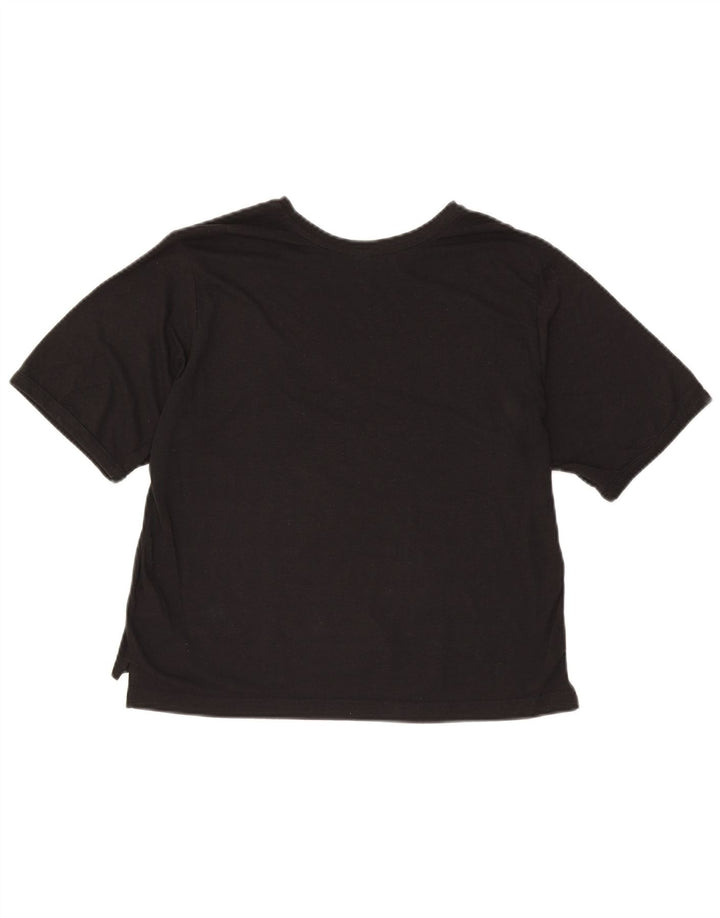 ADIDAS Womens Crop Graphic T-Shirt Top UK 14 Medium Black Polyester