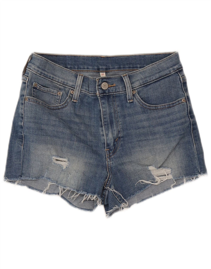 Женские потертые джинсовые шорты Levi's W27, маленькие синие, хлопок