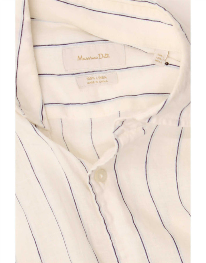 Мужская рубашка Massimo Dutti, большая белая льняная полоска
