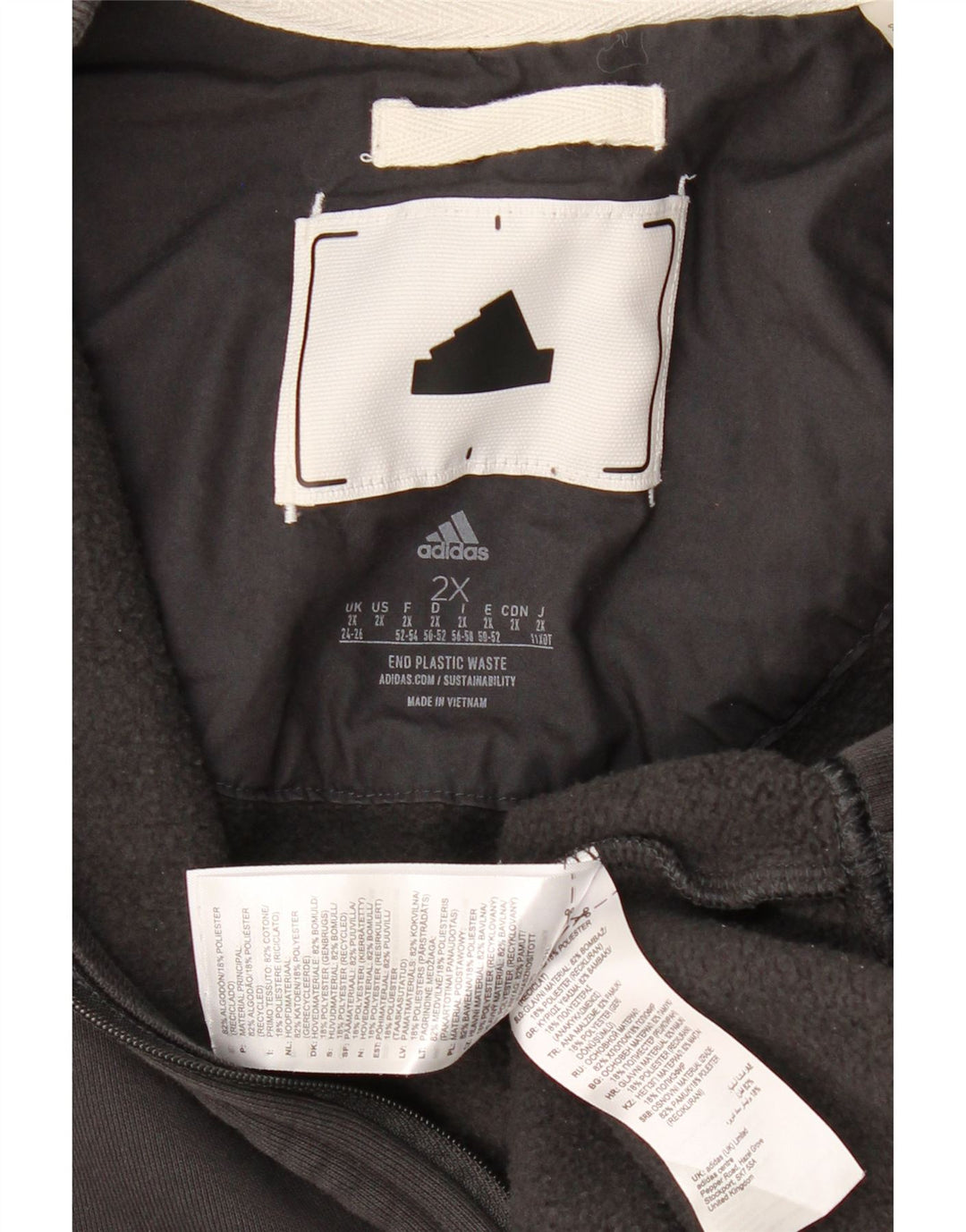 ADIDAS Женский оверсайз-свитшот с воротником на молнии Платье-джемпер Великобритания 24/26 2XL Серый