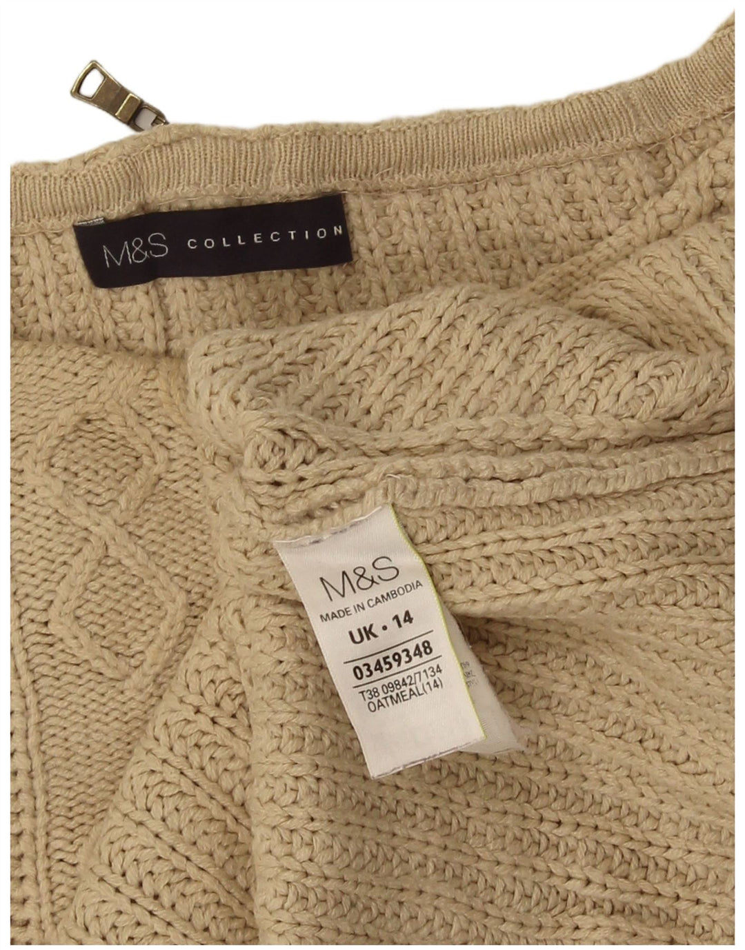 Женский свободный джемпер с вырезом «лодочка» Marks & Spencer, Великобритания, 14, большой, бежевый