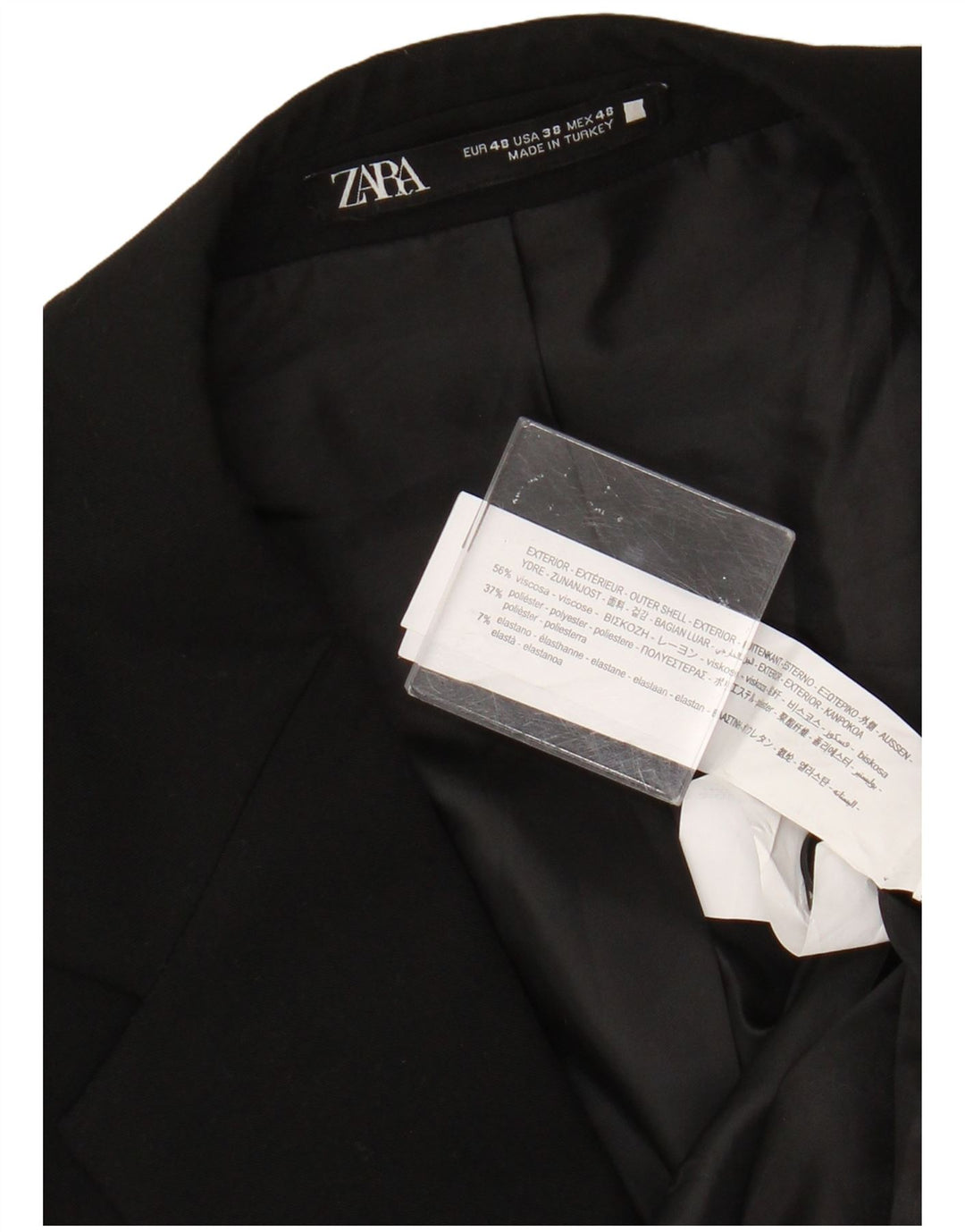 Мужской пиджак Zara на 2 пуговицах EU 48, средний черный из вискозы