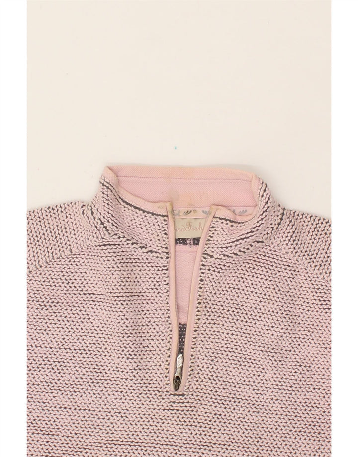 WEIRD FISH Womens Zip Neck Sweatshirt Jumper UK 14 Medium Pink Cotton Vintage Weird Fish and Second-Hand Weird Fish from Messina Hembry 