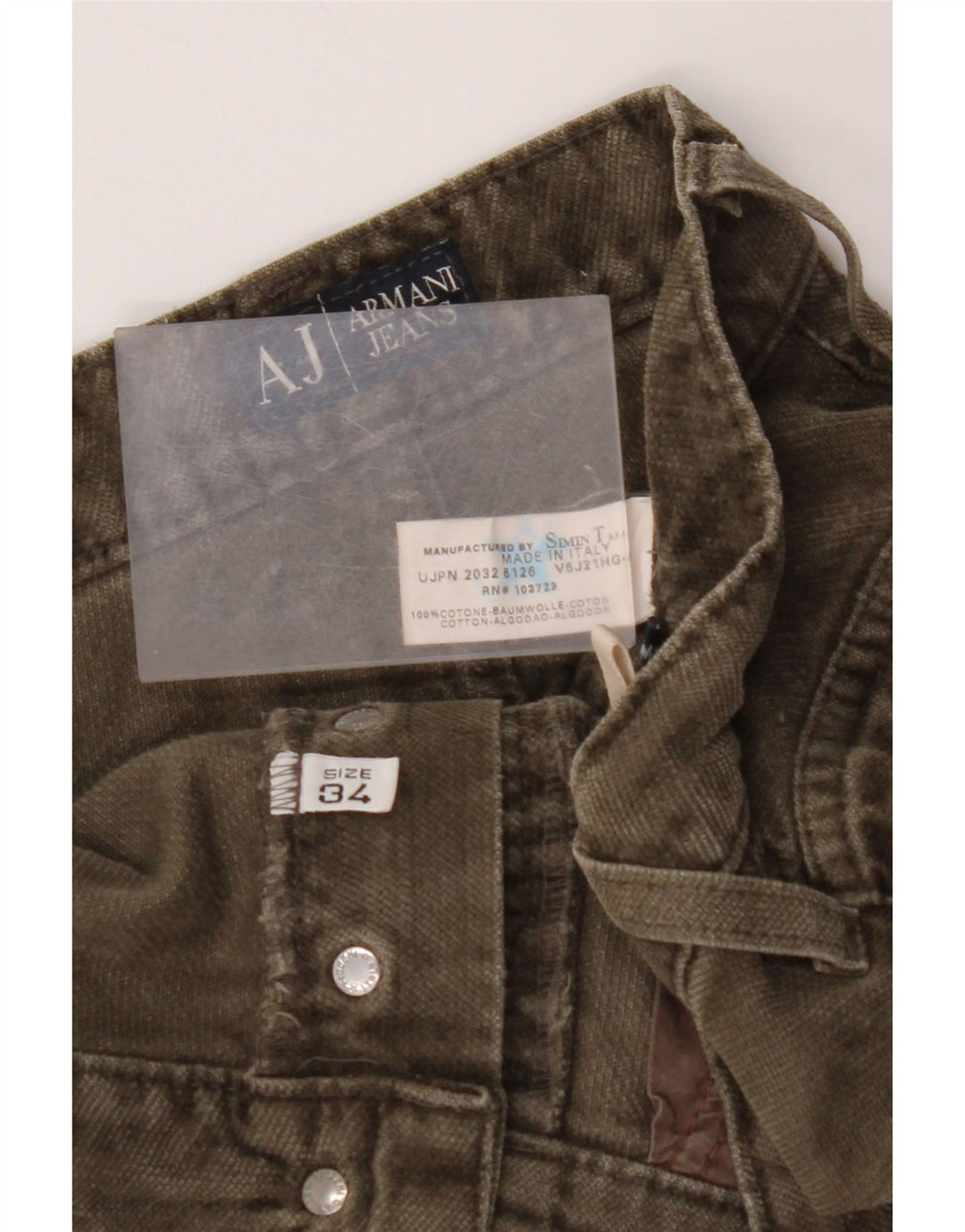 Мужские прямые повседневные брюки ARMANI W34 L29 цвета хаки, хлопок