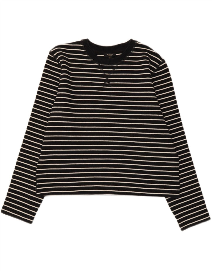 Женский топ Massimo Dutti с длинным рукавом UK 14, хлопковый средний черный в полоску