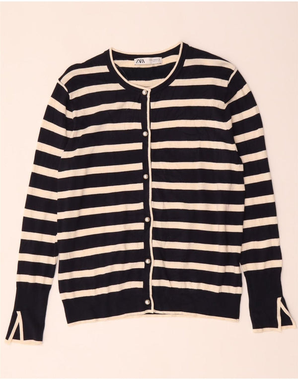 Женский кардиган Zara UK 20 2XL Темно-синий в полоску из вискозы