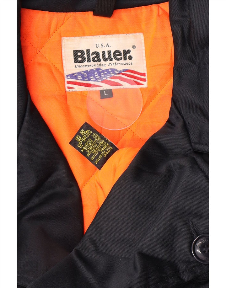 Мужское двубортное пальто Blauer UK 40, большой темно-синий полиэстер