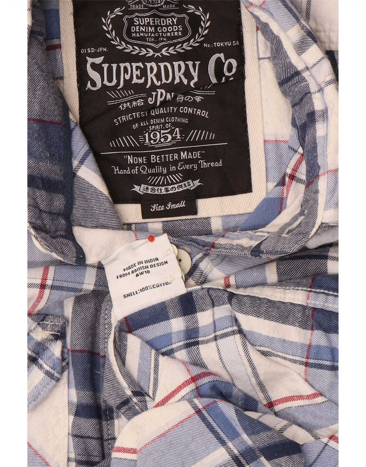 Мужская фланелевая рубашка Superdry, маленькая синяя хлопковая клетка в клетку