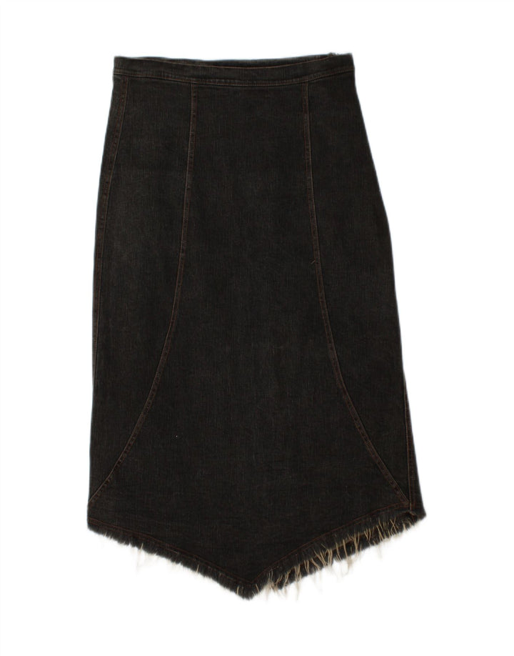 VINTAGE Womens Asymmetric Denim Skirt W26 Small  Grey