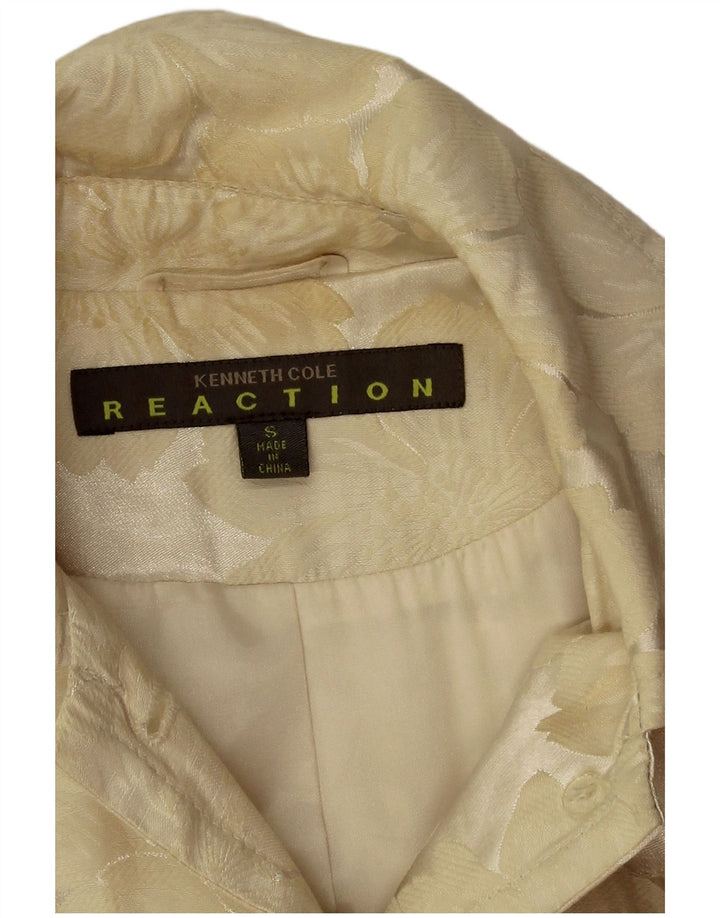 Женское пальто Kenneth Cole UK 10, маленькое, бежевое, хлопковое с цветочным принтом