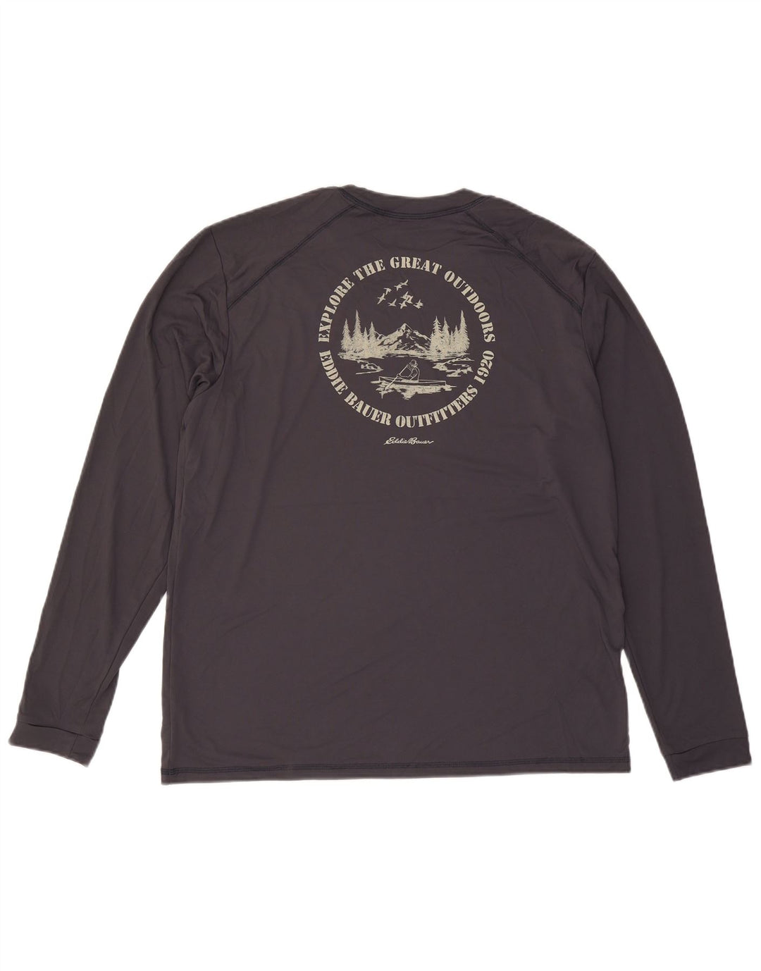 EDDIE BAUER Мужской топ с рисунком с длинным рукавом XL, серый полиэстер