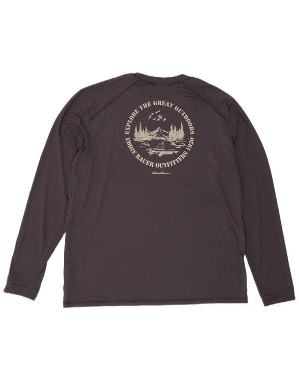 EDDIE BAUER Мужской топ с рисунком с длинным рукавом XL, серый полиэстер