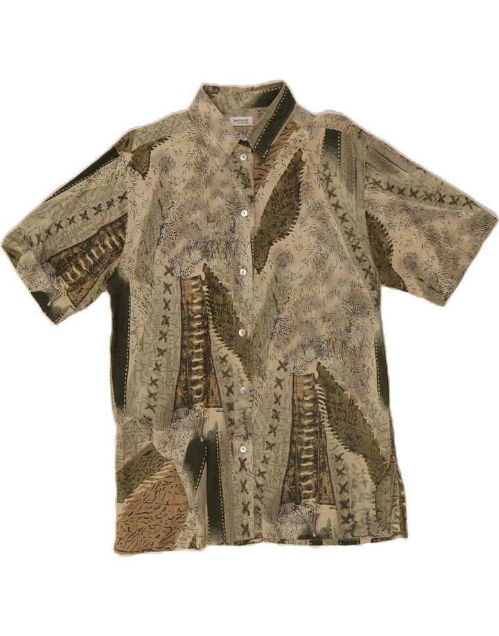 VINTAGE Womens Abstract Pattern Shirt Blouse UK 16 Large Beige Vintage Vintage and Second-Hand Vintage from Messina Hembry 