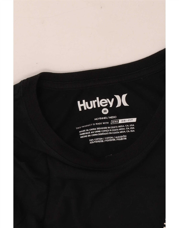 Мужская футболка с рисунком Hurley, топ, средний черный, хлопок