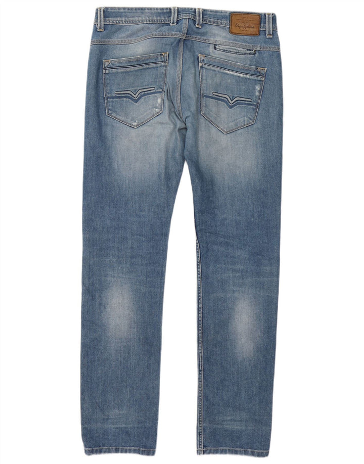 PEPE Jeans Женские потертые узкие джинсы W34 L34 Синий хлопок