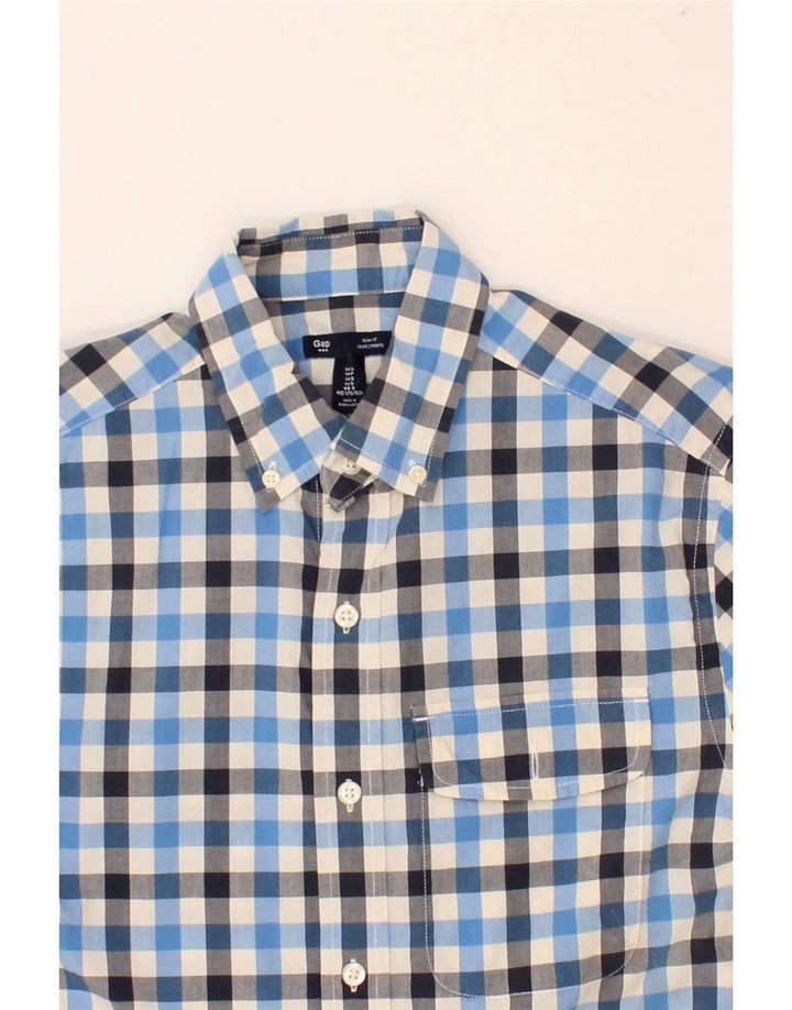 GAP Mens Slim Fit Shirt Small Blue Gingham Cotton Vintage Gap and Second-Hand Gap from Messina Hembry 