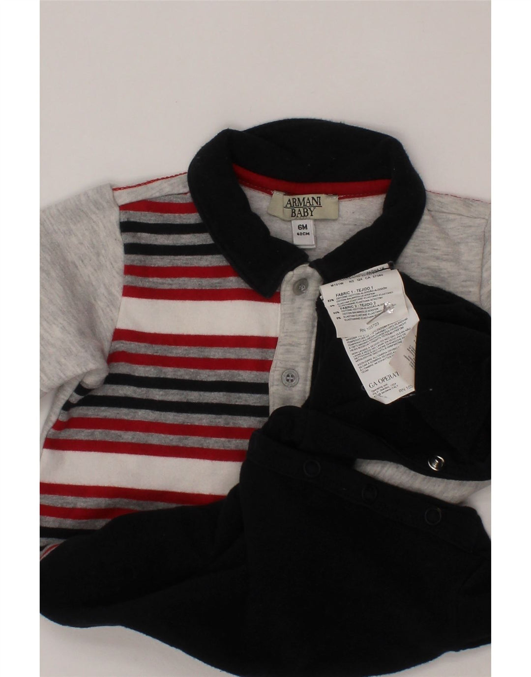 ARMANI BABY Комбинезон с длинными рукавами для маленьких мальчиков 3-6 месяцев Черный с цветными блоками