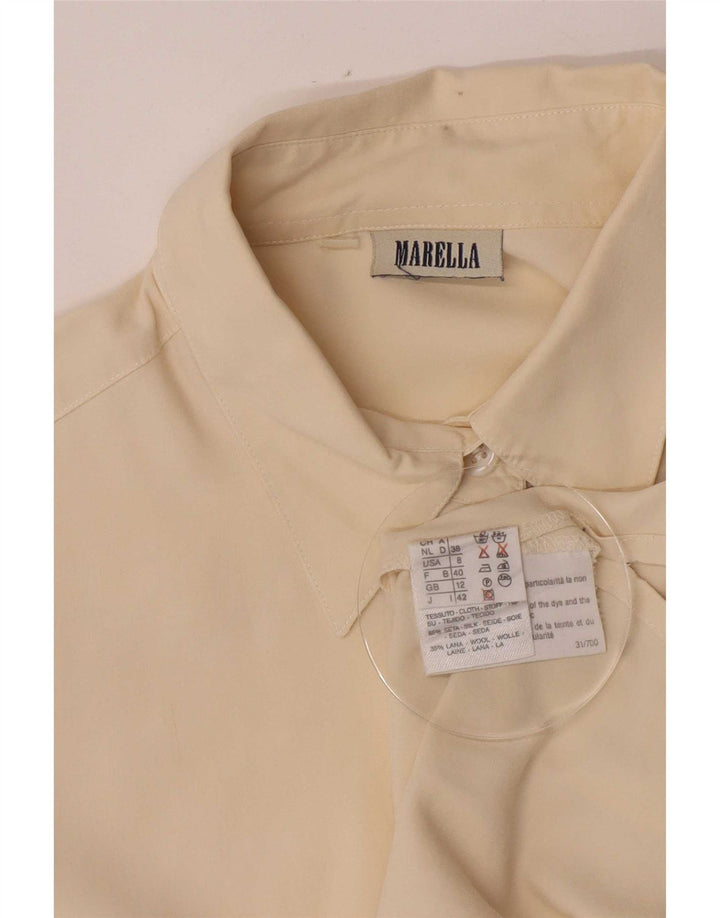Женская Рубашка Marella UK 12 Средний Бежевый Шелк