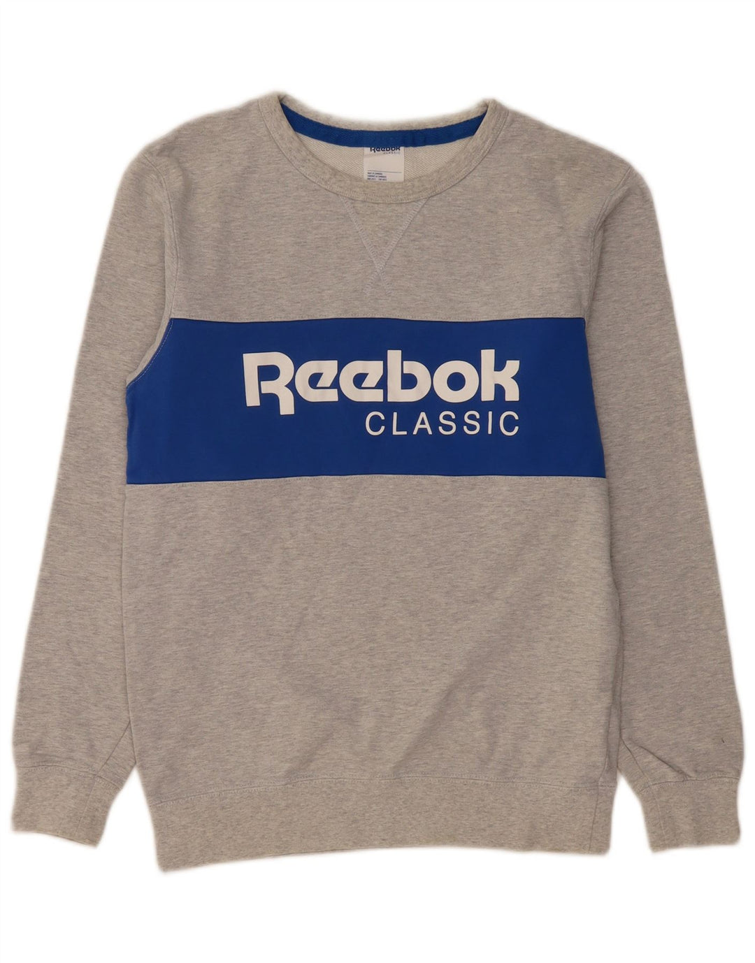 REEBOK Мужской свитшот с графическим рисунком, маленький серый хлопковый джемпер с цветными блоками
