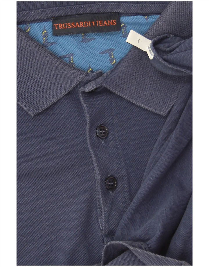 Мужская рубашка-поло Trussardi Jeans, большая, темно-синяя