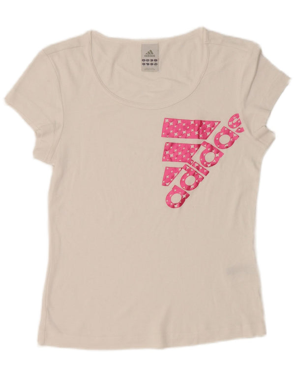 Женская футболка с рисунком Adidas Top UK 14, средний белый хлопок, белый цвет