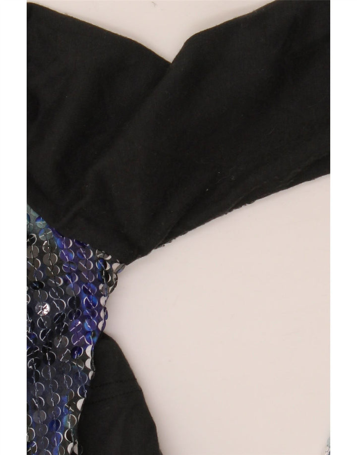 DESIGUAL Женский топ с рисунком с длинным рукавом UK 10, маленький черный полиэстер