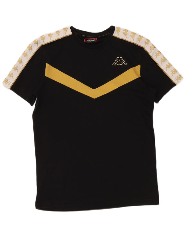 KAPPA Мужская футболка с рисунком, топ среднего размера, черный, хлопок с цветными блоками
