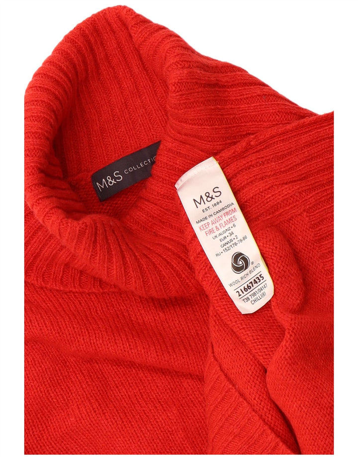Женский джемпер с высоким воротником Marks & Spencer UK 6 XS, красная шерсть