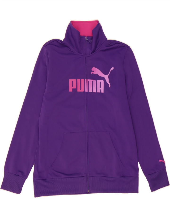 PUMA Womens Graphic Tracksuit Top Jacket UK 16 Large Purple Polyester Vintage Puma and Second-Hand Puma from Messina Hembry 