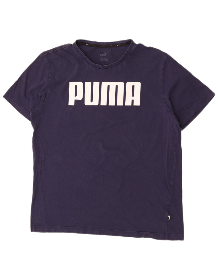 Мужская футболка с рисунком Puma, большая, темно-синяя