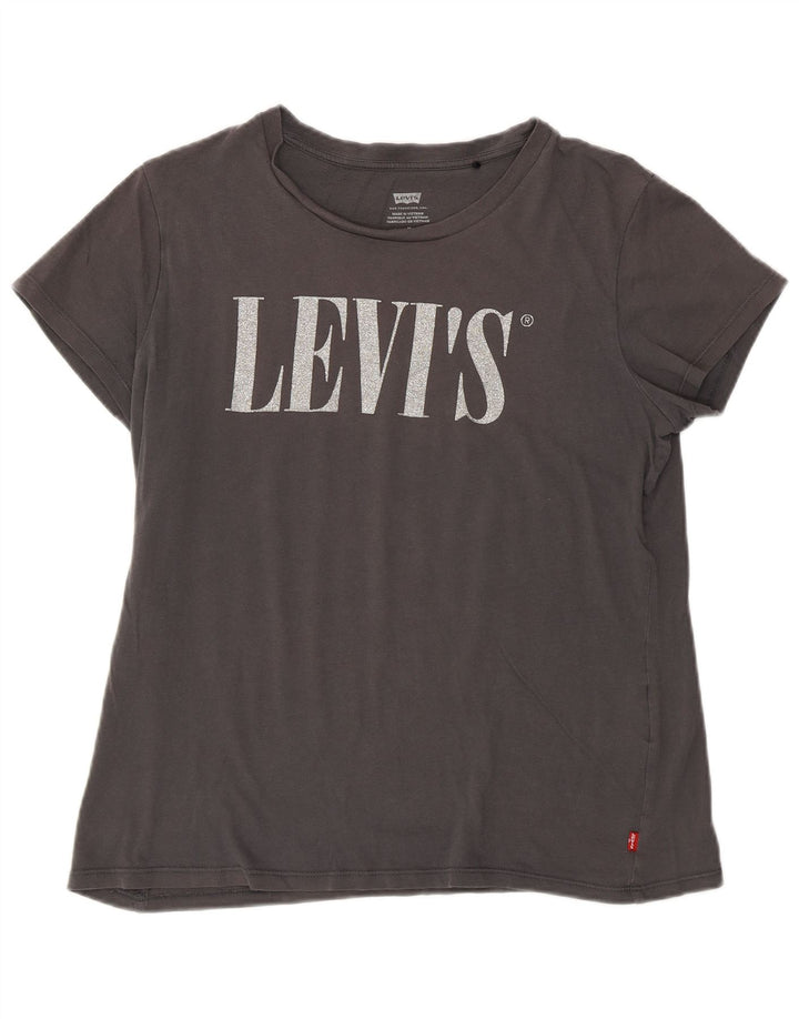 Женская футболка с рисунком Levi's Top UK 12, хлопковый средний серый цвет