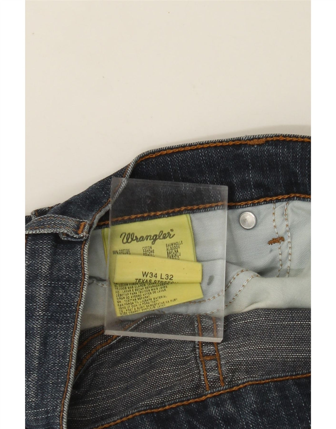 Мужские прямые джинсы WRANGLER техасский стрейч W34 L32, синий хлопок