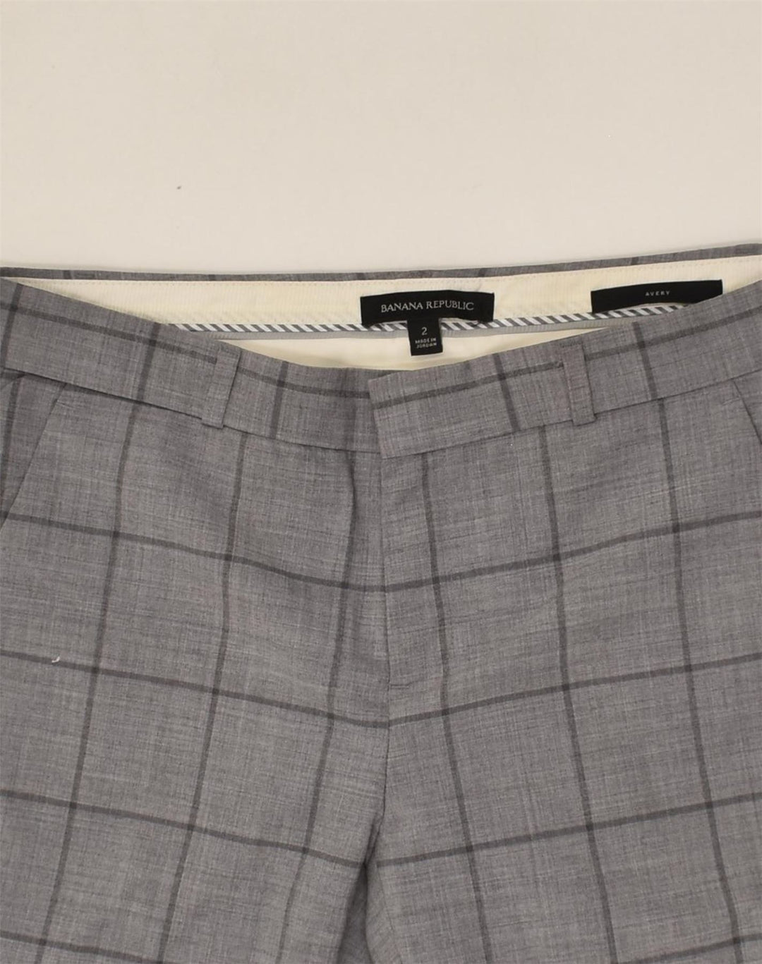 BANANA REPUBLIC Womens Tapered Chino Trousers US 2 XS W32 L28  Grey Check | Vintage Banana Republic | Thrift | Second-Hand Banana Republic | Used Clothing | Messina Hembry 