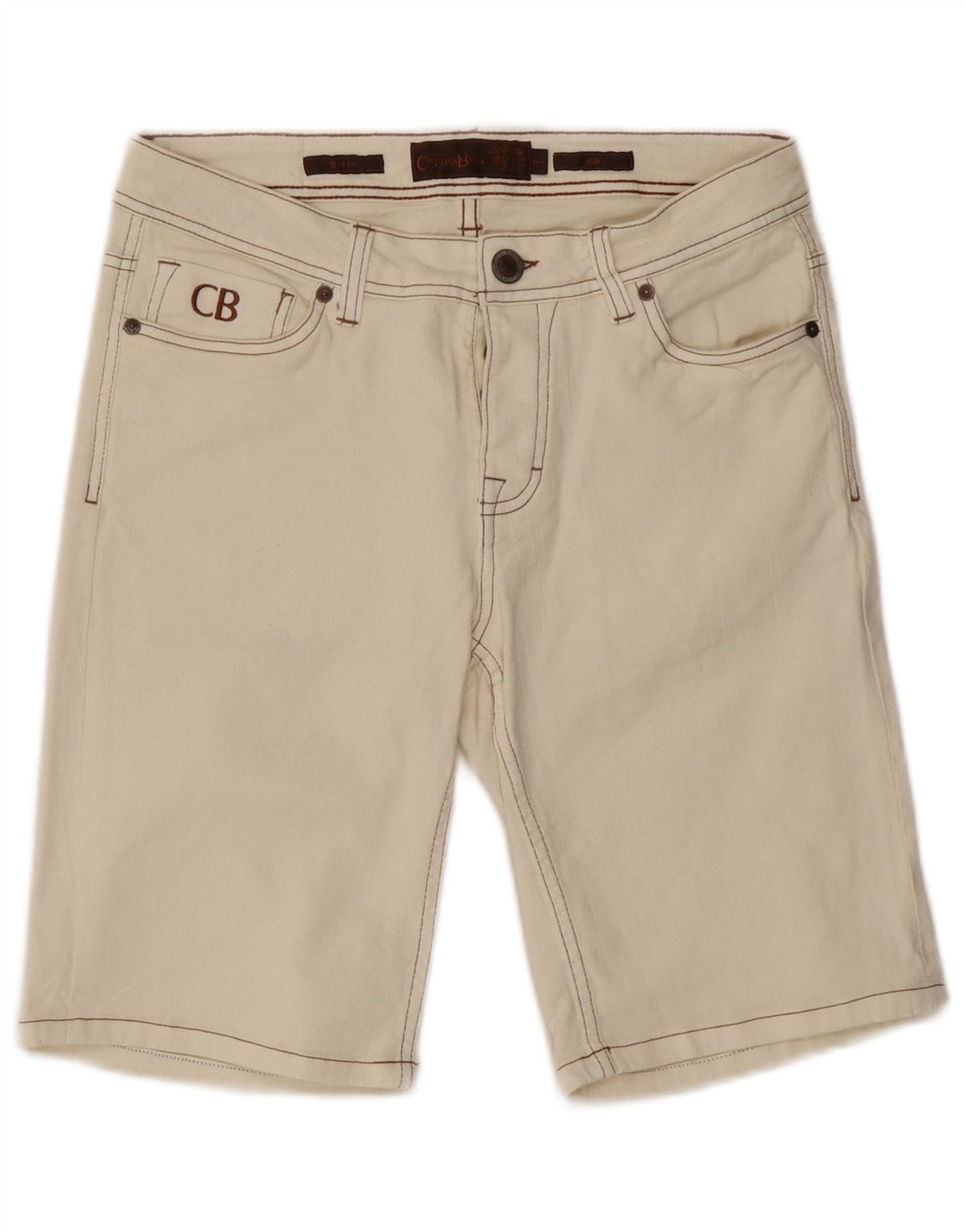 Мужские джинсовые шорты Slim Fit с хлопковым ремнем W32, средний цвет, белый хлопок