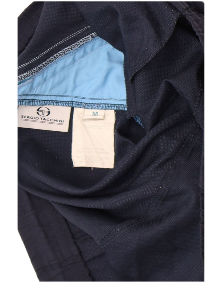 Мужские спортивные шорты с рисунком Sergio Tacchini, средние темно-синие, с цветными блоками
