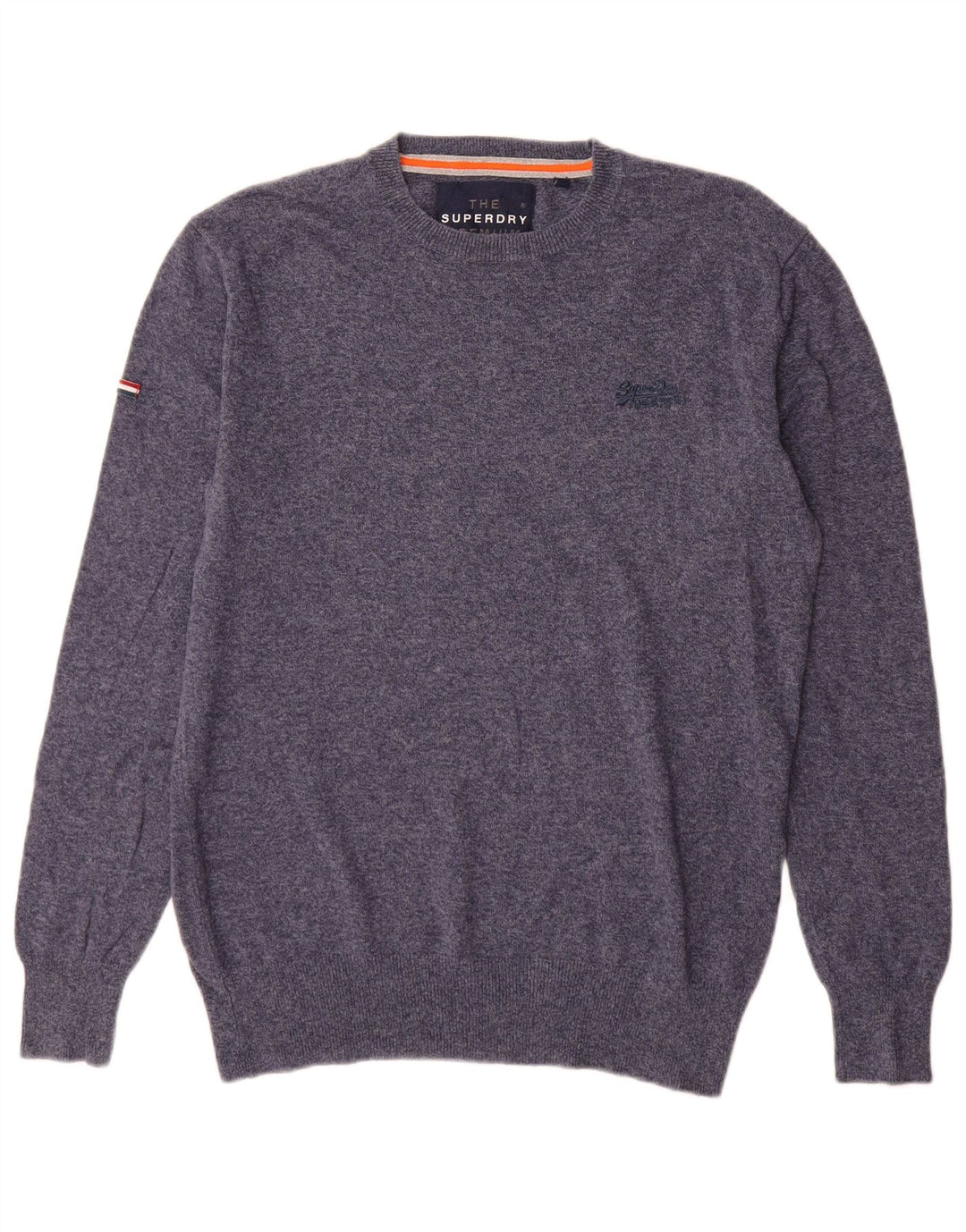 Мужской джемпер с круглым вырезом Superdry, средний темно-синий хлопковый свитер
