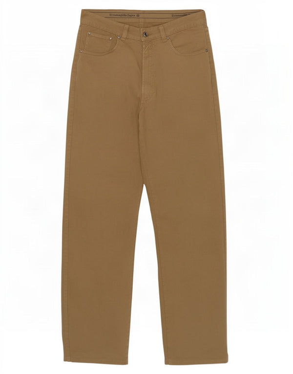 Ermenegildo Zegna Мужские прямые повседневные брюки W34 L30 Бежевый хлопок