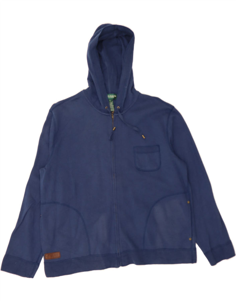 RALPH LAUREN Womens Zip Hoodie Sweater UK 16 Large Navy Blue Cotton Vintage Ralph Lauren and Second-Hand Ralph Lauren from Messina Hembry 