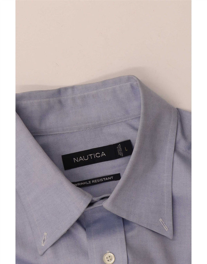 Мужская рубашка Nautica, большая синяя хлопковая ткань