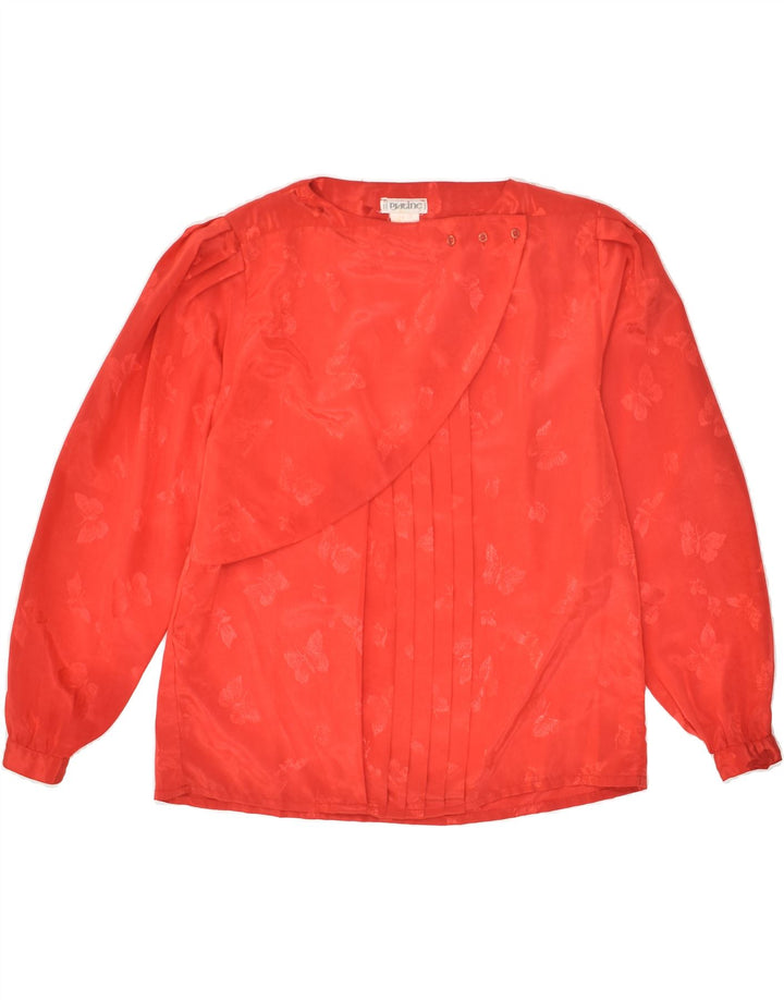 VINTAGE Womens Long Sleeve Blouse Top UK 14 Large Red Polyester | Vintage Vintage | Thrift | Second-Hand Vintage | Used Clothing | Messina Hembry 