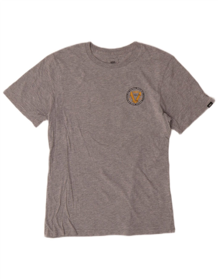 Футболка классического кроя с рисунком Vans для мальчиков, топ 12–13 лет, большой размер, серый хлопок