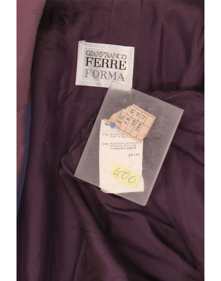 GIANFRANCO FERRE Женский пиджак на 2 пуговицах, Великобритания 16, большой фиолетовый с цветочным принтом