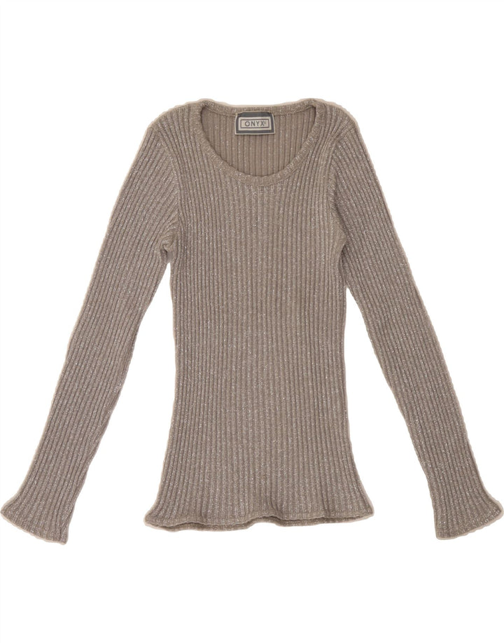 ONYX Womens Crew Neck Jumper Sweater UK 8 Small Silver Wool Vintage Onyx and Second-Hand Onyx from Messina Hembry 