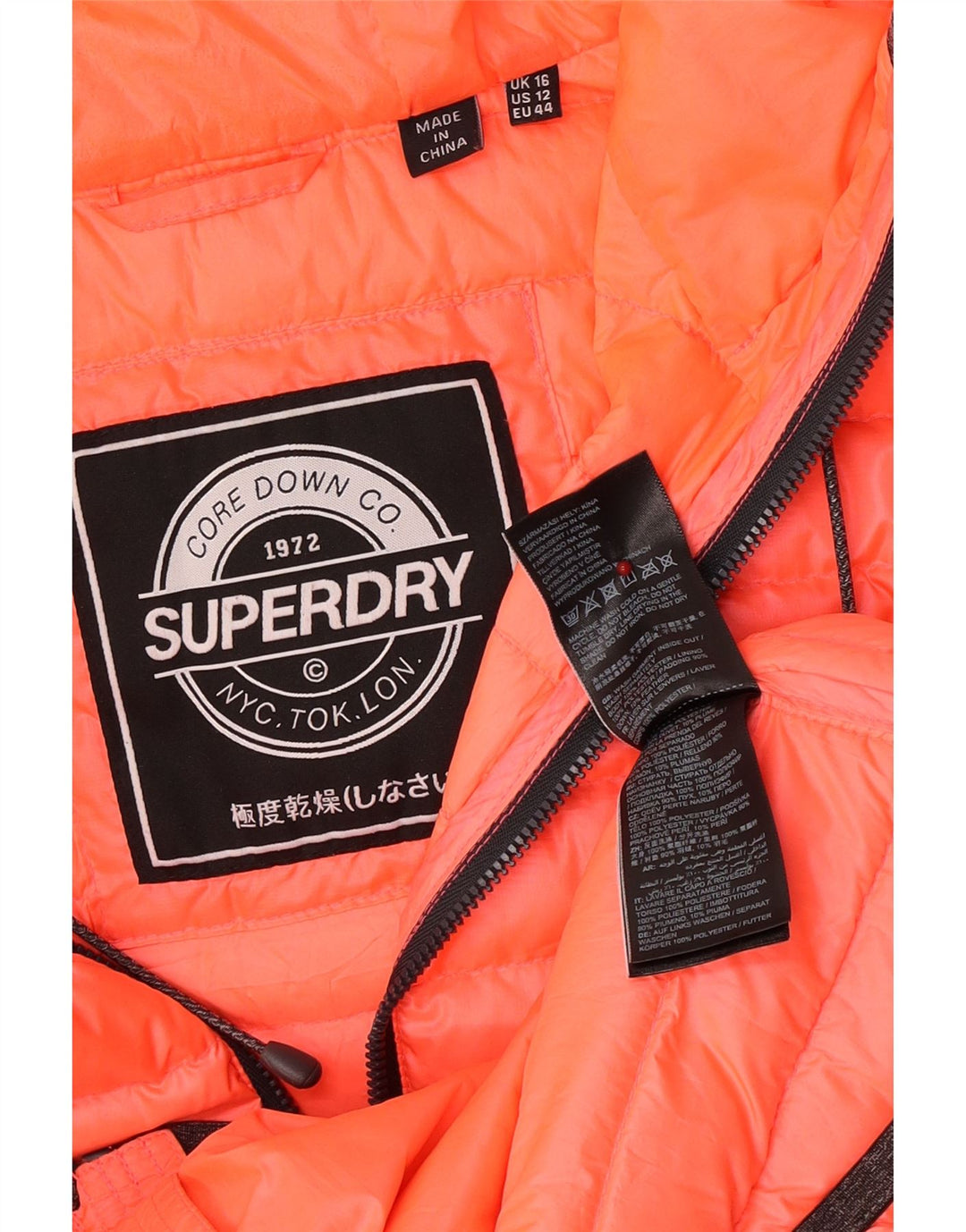 Женская утепленная куртка с капюшоном Superdry UK 16, большой розовый полиэстер