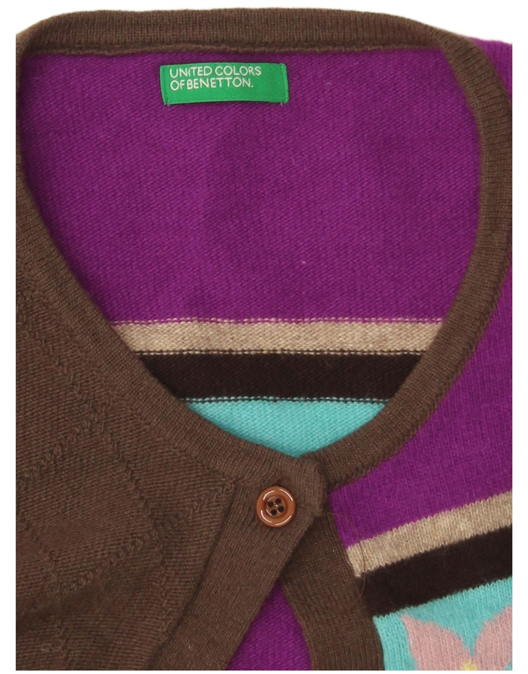 Женский кардиган с рукавом 3/4 Benetton UK 12, средний разноцветный