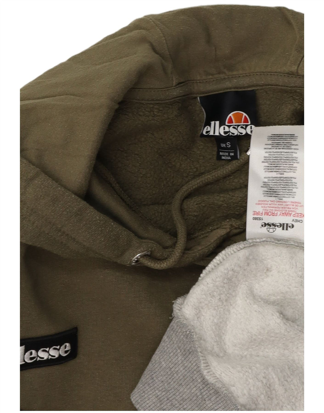 ELLESSE Мужской джемпер с капюшоном с рисунком, маленький, цвет хаки, хлопок
