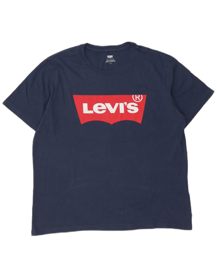 Мужская футболка с рисунком Levi's, большая, темно-синяя