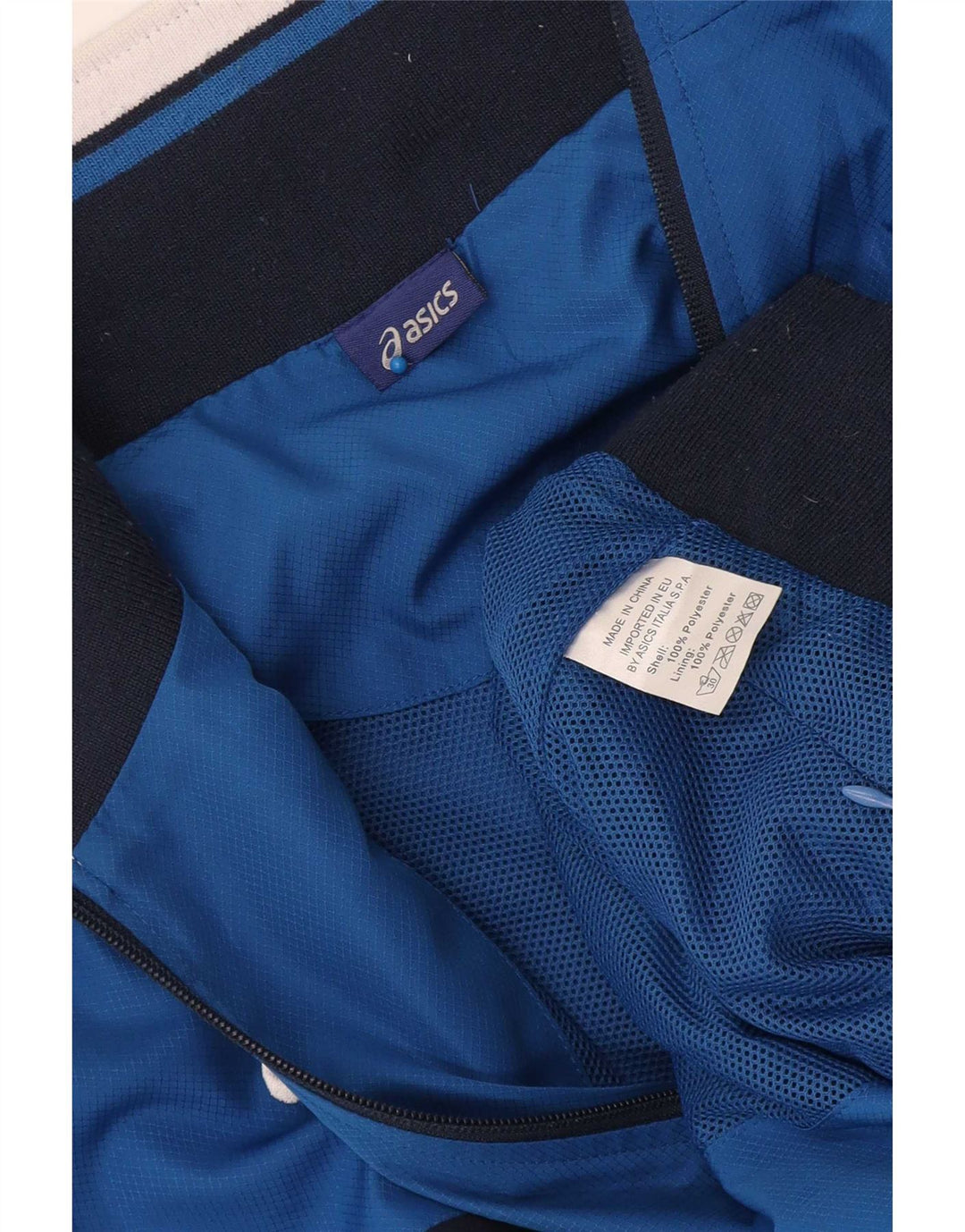 Мужская куртка-бомбер Asics UK 42 XL, синяя, полиэстер с цветными блоками