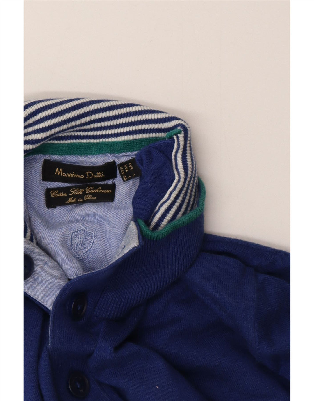 Женский свитер MASSIMO DUTTI с воротником на пуговицах, Великобритания 16, большой синий хлопок