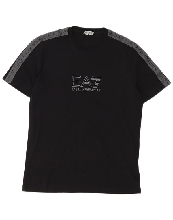 Мужская футболка с рисунком Emporio Armani Top XS черная, хлопок с цветными блоками